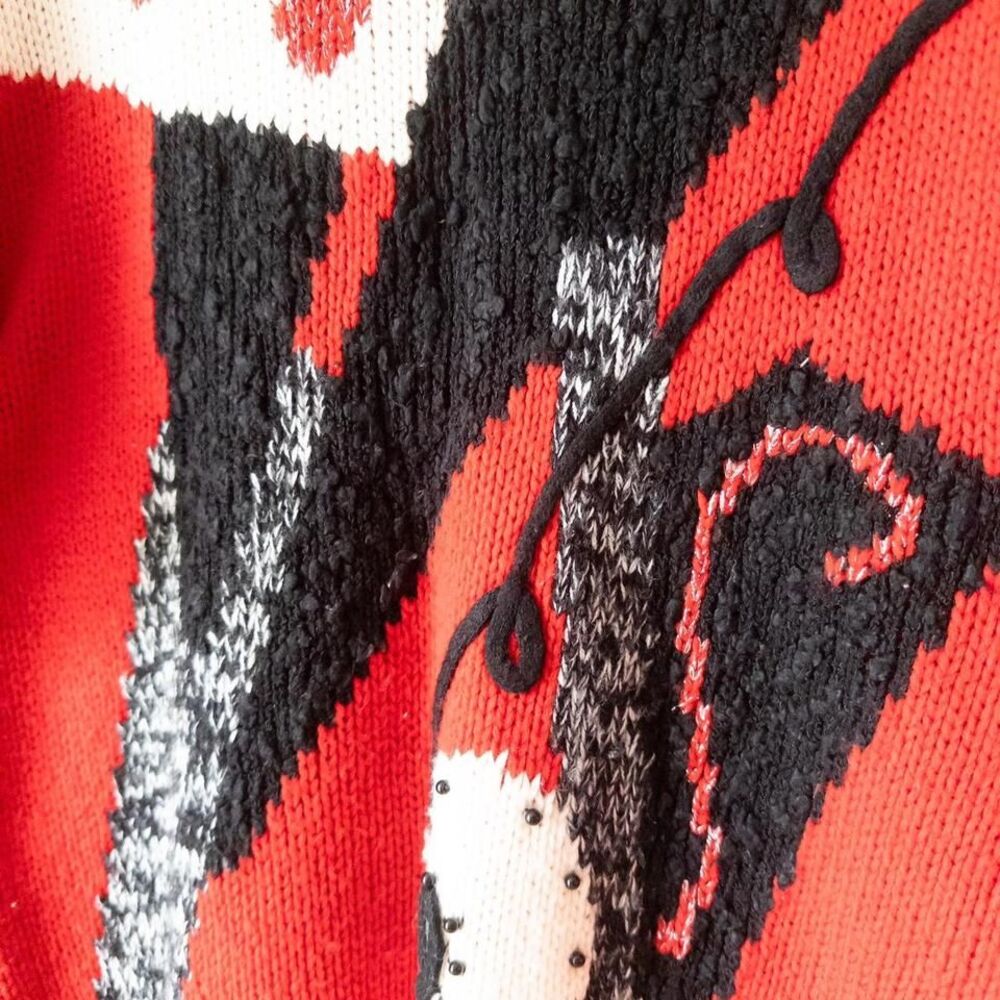 Vtg red sweater with geometric designs - Picture 2 of 5
